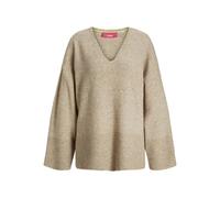 JJXX Damen JXLUCCA Diverse V Knit Strickpullover, Peyote/Detail:/Limeade Neck Piping, XL