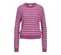 JJXX Damen JXPENELOPE Crew Neck Knit SN Strickpullover, Fuchsia Red/Stripes:/Moonlite Mauve, XL