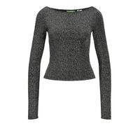 JJXX Jack&Jones Damen JXSIGGA STR Glitter Boatneck LS TOP JRS Langarmshirt, Silver, Large