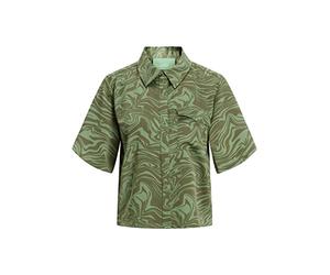 JJXX Women's JXLARK Satin SS Shirt SN Hemdbluse, Loden Frost/AOP:AOP, L