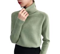 JJzex Damen Kaschmir Strickpullover Herbst Winter Rollkragen Langarm Pullover Female Pullover, grün, L