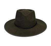 JK Home Fedora-Hut mit breiter Krempe, aus Wollfilz, Panama-Kappe, Einheitsgröße, Unisex, Damen und Herren, schwarzes geflochtenes Lederband, Army Green Braided Leather, Einheitsgröße