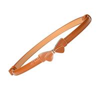 JK Home Taillengürtel für Kleid, Skinny PU Leder Verstellbar Slim Thin Bund Gürtel mit Legierungsschnalle für Frauen, Braune Schleife, Medium