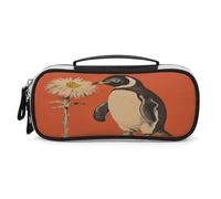 JKLPOMN Tragbare Make-up-Tasche, mit Blumen- und Pinguin-Druck, große Kapazität, Reise-Make-up-Box, Aufbewahrungstasche, Kosmetik-Reisetasche, Damen-Kulturbeutel, geeignet für Mädchenreisen, eine