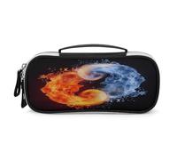 JKLPOMN Tragbare Make-up-Tasche, Yin-Yang-Feuer, Wasser, bedruckt, große Kapazität, Reise-Make-up-Box, Aufbewahrungstasche, Kosmetik-Reisetasche, Damen-Kulturbeutel, geeignet für Mädchenreisen,