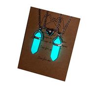 jklymm 2 Teile/satz Leuchtende Kugelform Halskette Sechseckiger Anhänger Magnethalskette mit passendem Herzanhänger Leuchtender Schmuck Sechseckige Anhängerhalsketten