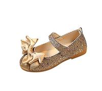 JLGY Mädchen Prinzessin Schuhe Glitzer Sandalen Mädchen Party Kristall Schuhe Bowknot Hochzeitsschuhe Festschuhe Karneval Party Cosplay Schuhe Klett Kostüm Zubehör Schuhe, 30 EU, Gold