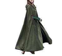 JLTPH Damen Herbst Winter Maxi Lose Umhang mit Kapuze Mantel Poncho Kap Strickpulli Longstrickjacke Trenchcoat Outwear(Armeegrün，M)