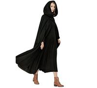 JLTPH Damen Herbst Winter Maxi Lose Umhang mit Kapuze Mantel Poncho Kap Strickpulli Longstrickjacke Trenchcoat Outwear（Schwarz，XL