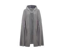 JLTPH Damen Herbst Winter Maxi Lose Umhang mit Kapuze Mantel Poncho Kap Strickpulli Longstrickjacke Trenchcoat Outwear (S, Grau - kurz)