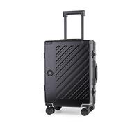 JLY Hartschalenkoffer aus Covestro Polycarbonat - ohne Reißverschluss, TSA-Schloss, 4 Doppelrollen, Aluminiumrahmen - leicht & robust Handgepäck Trolley - Schwarz