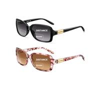 JM Klassische Bifokale Sonnenbrille Lesebrille Quadratischer Stilvoller Farbverlauf Sonnenbrillen-Leser für Frauen +2.5 Alle Schwarz & Rosa Gedruckt