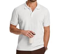 JMIERR Herren Poloshirt Kurzarm Casual Sommer Textured Polo | Regular Fit Poloshirts für Herren,Old money style Polohemd,Stretch Strickpolo Regular Fit,Atmungsaktiv,Maschinenwaschbar