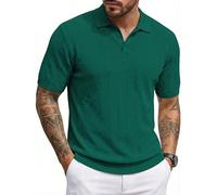 JMIERR Poloshirt Herren Kurzarm Strickpolo Tshirt Sommer Business Casual Polo Herren Regular Fit Gestrickt Polohemd Männer Golf T-Shirt,Grün L