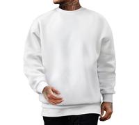 JMIERR Sweatshirt Herren Baumwolle Rundhals Hoodie Pullovers Winter Männer Soft Langarm Sweatshirts Loose Fit Weiß XXL