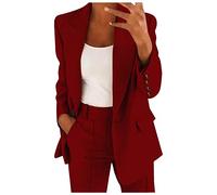 Jmwedia Damen Blazer Blau, Elegant Langarm Einfarbig Mantel Jacke Revers Geschäft Büro Anzugjacke Lang Mit Tasche Sakko Anzug Business Longblazer Frühling Sommer Herbst Trenchcoat