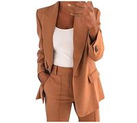 Jmwedia Jackett Damen, Elegant Langarm Einfarbig Mantel Jacke Revers Geschäft Büro Anzugjacke Lang Mit Tasche Sakko Anzug Business Longblazer Frühling Sommer Herbst Trenchcoat