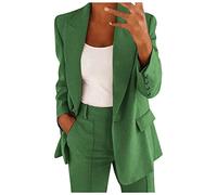 Jmwedia Kurzmantel Damen, Elegant Langarm Einfarbig Mantel Jacke Revers Geschäft Büro Anzugjacke Lang Mit Tasche Sakko Anzug Business Longblazer Frühling Sommer Herbst Trenchcoat