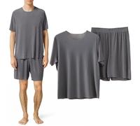 Jmwedia Schlafanzug Herren Kurz,Herren Schlafanzug Kurz Cozy Men's Modal Pyjama Set Short Sleepwear Short Sleeve Top Trousers Leisure Summer Loungewear for Men Soft Pyjamas Pj Sets with Pockets