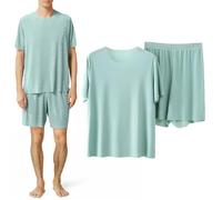 Jmwedia Schlafanzug Herren Kurz,Herren Schlafanzug Kurz Cozy Men's Modal Pyjama Set Short Sleepwear Short Sleeve Top Trousers Leisure Summer Loungewear for Men Soft Pyjamas Pj Sets with Pockets