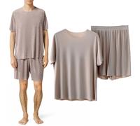 Jmwedia Schlafanzug Herren Kurz,Herren Schlafanzug Kurz Cozy Men's Modal Pyjama Set Short Sleepwear Short Sleeve Top Trousers Leisure Summer Loungewear for Men Soft Pyjamas Pj Sets with Pockets