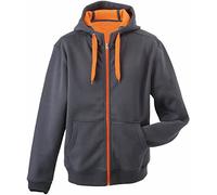 JN354-1 Ladies´ Doubleface Jacke Sweatjacke Kapuze Sweatshirt L,carbon-orange