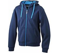 JN354-1 Ladies´ Doubleface Jacke Sweatjacke Kapuze Sweatshirt M,navy-aqua