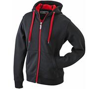 JN354-1 Ladies´ Doubleface Jacke Sweatjacke Kapuze Sweatshirt S,black-red