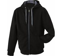 JN355 Men´s Doubleface Jacke Sweatjacke Kapuze Sweatshirt, Farbe:Black-Carbon;Herrengrößen:M
