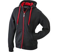 JN355 Men´s Doubleface Jacke Sweatjacke Kapuze Sweatshirt, Farbe:Black-Red;Herrengrößen:XL