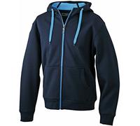 JN355 Men´s Doubleface Jacke Sweatjacke Kapuze Sweatshirt, Farbe:navy-aqua;Herrengrößen:XXL
