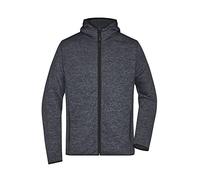 JN589-1 Men´s Knitted Fleece Hoody Kapuze Fleecejacke, Farbe:Grau-Schwarz;Herrengrößen:L