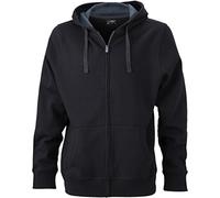 JN595 Men´s Hooded Jacke Sweatjacke Kapuze Sweatshirt, Farbe:Black-Carbon;Herrengrößen:M