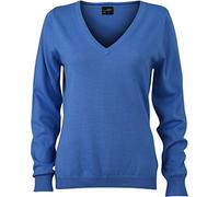 JN658 Damen Pullover V-Ausschnitt Baumwolle, Glacier-blue, XXL