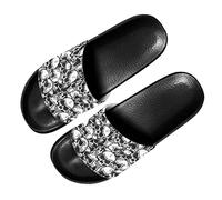 Jndtueit Schädel Frauen Sandalen, Gothic Skelett Sommer Open Toe Slide Sandale, Halloween Haus Schuhe Indoor Outdoor Slipper