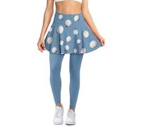 Jndtueit Yoga-Leggings mit Röcken, Rüschen, plissiert, Rock, Tennishose, Golf, Laufen, Sport-Leggings für Damen, Golfblau, XL