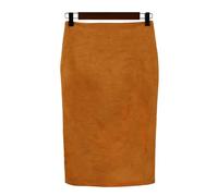 JNWHY Hübscher Rock Bleistiftrock Damen Sexy Mehrfarbiger Midi-Bleistift Rock Aus Wildleder Damen Mode Elastisch Hohe Taille Büro Lady Bodycon Röcke S Braun