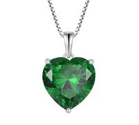 JO WISDOM Damen Halskette Herz Silber 925,Kette Anhänger mit 3A Zirkonia Mai Geburtsstein Smaragd Farbe,Schmuck für Frauen Mutter Frau sie