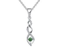 JO WISDOM Damen Halskette Sterling Silber 925,Kette Anhänger Unendlichkeit Infinity mit 3A Zirkonia Mai Geburtsstein Smaragd Farbe,Schmuck für Frauen