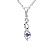 JO WISDOM Damen Halskette Sterling Silber 925,Kette Anhänger Unendlichkeit Infinity mit 3A Zirkonia Februar Geburtsstein Violette Farbe,Schmuck für Frauen