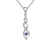 JO WISDOM Damen Halskette Sterling Silber 925,Kette Anhänger Unendlichkeit Infinity mit 3A Zirkonia Dezember Geburtsstein Tansanit Farbe,Schmuck für Frauen