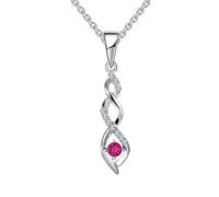 JO WISDOM Damen Halskette Sterling Silber 925,Kette Anhänger Unendlichkeit Infinity mit 3A Zirkonia Juli Geburtsstein Rubinrote Farbe,Schmuck für Frauen