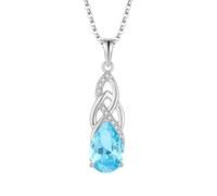 JO WISDOM Damen Halskette Unendlichkeits Infinity Silber 925,Kette Anhänger Keltischem Knoten Zirkonia 8 * 12mm Geburtsstein,Irischer Schmuck für Frauen