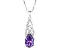 JO WISDOM Damen Halskette Unendlichkeits Infinity Silber 925,Kette Anhänger Keltischem Knoten Zirkonia 8 * 12mm Geburtsstein,Irischer Schmuck für Frauen
