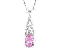 JO WISDOM Damen Halskette Unendlichkeits Infinity Silber 925,Kette Anhänger Keltischem Knoten Zirkonia 8 * 12mm Geburtsstein,Irischer Schmuck für Frauen