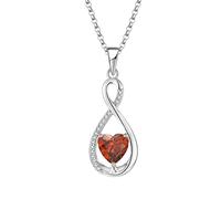 JO WISDOM Damen Kette Unendlichkeit Herz Silber 925,Halskette Anhänger Infinity mit 3A Zirkonia Januar Geburtsstein Granatfarbe,Schmuck für Frauen
