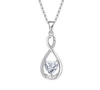 JO WISDOM Damen Kette Unendlichkeit Herz Silber 925,Halskette Anhänger Infinity mit 3A Zirkonia,Schmuck für Frauen