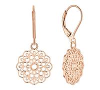 JO WISDOM Damen Ohrringe Mandala Ohrhänger Silber 925,Hängende Blume des Lebens Yoga Amulett Medaillon Religiöser Schmuck mit Rosé Vergoldet,Schmuck für Frauen