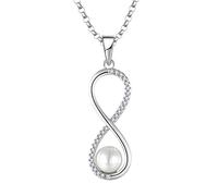 JO WISDOM Damen Perlen Kette Silber 925,Halskette Anhänger Infinity mit 5MM Perlen,Schmuck für Frauen