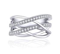 JO WISDOM Damen ring breit silber 925 mit 3A Zirkonia swarovski,Schmuck für Frauen